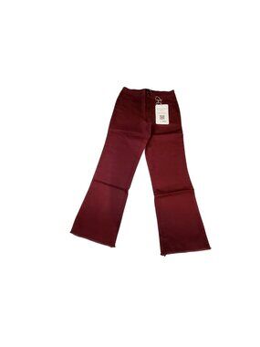 1822 Denim Burgundy Bootcut Jeans Womens Size 2/26 Raw Hem Stretch Cotton Blend